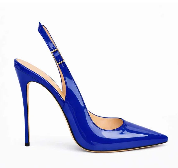 Colorful Patent Leather Slingback Pointed Toe High Heel Pumps for Women