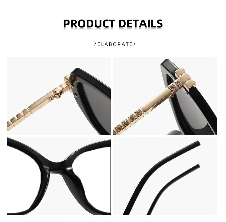 Black Cat Eye Rhinestone Anti Blue Light Reading Glasses for Women