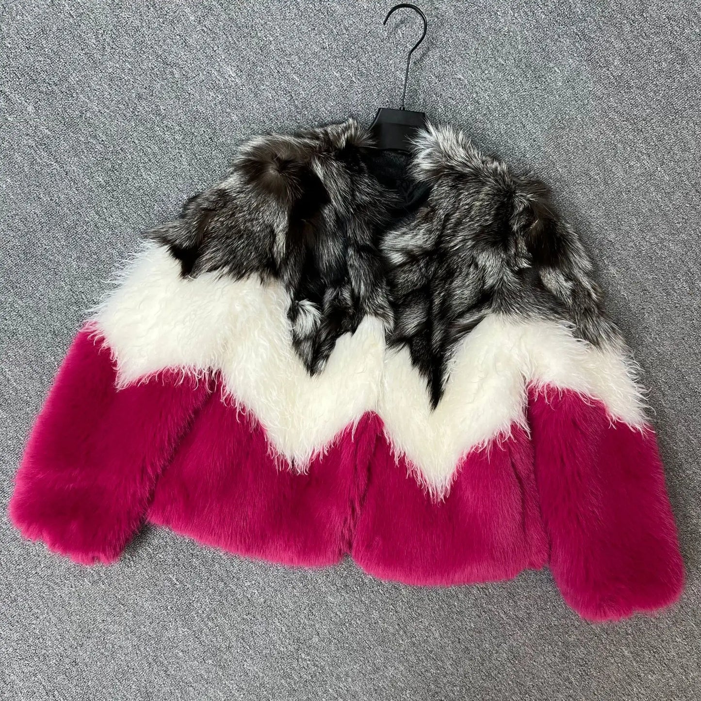 Spliced Fashion Color-Block Faux Fur Coat Thickened Warm Fur Women Winter Clothes Women 2025 Fashion Coats Short Jacket