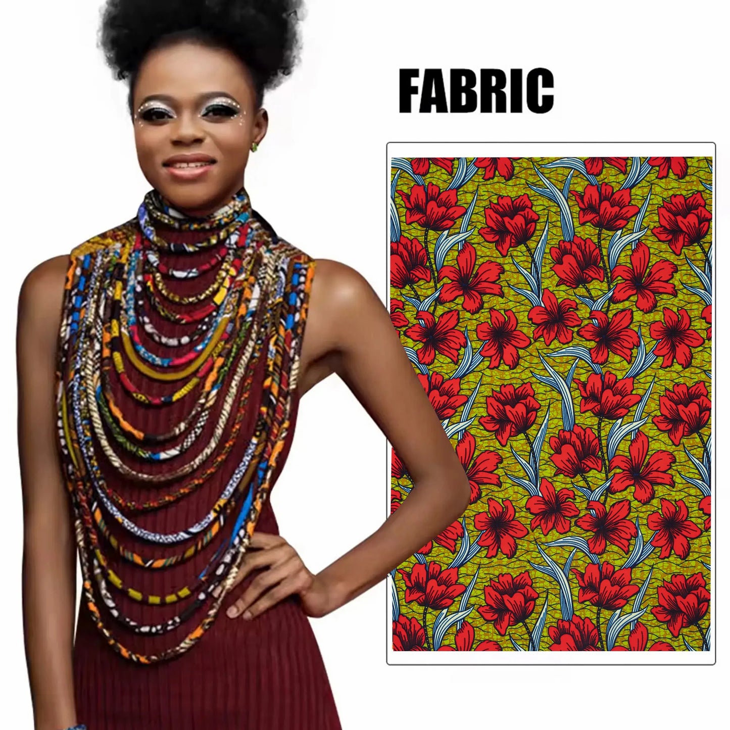 African Multi-Strand Statement Choker Necklace for Women
