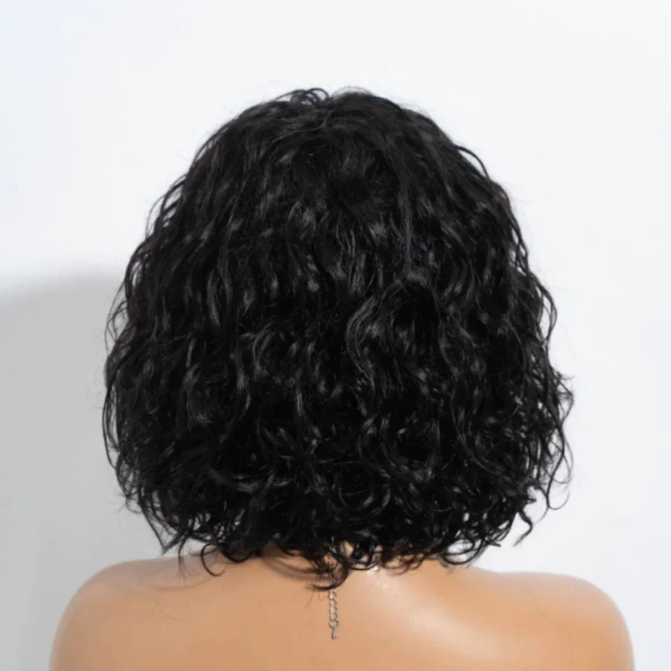 Natural Short Curly Glueless Human Hair Bob Wig for Women