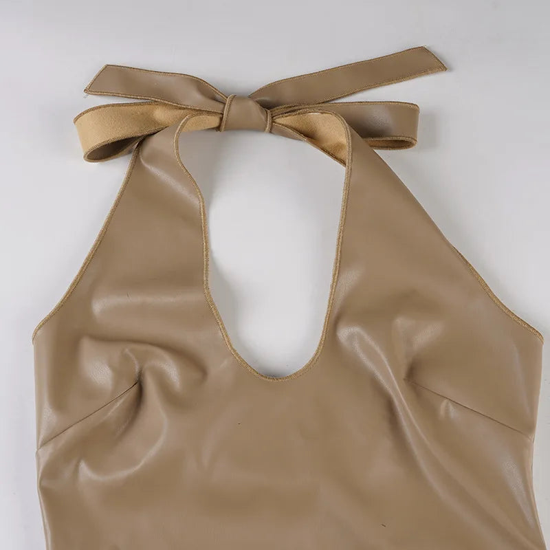 FAGADOER Sexy Ruched Patchwork Bodycon Long Dress Women Halter Deep V-neck Backless Dresses Female Streetwear Vestidos 2025 New