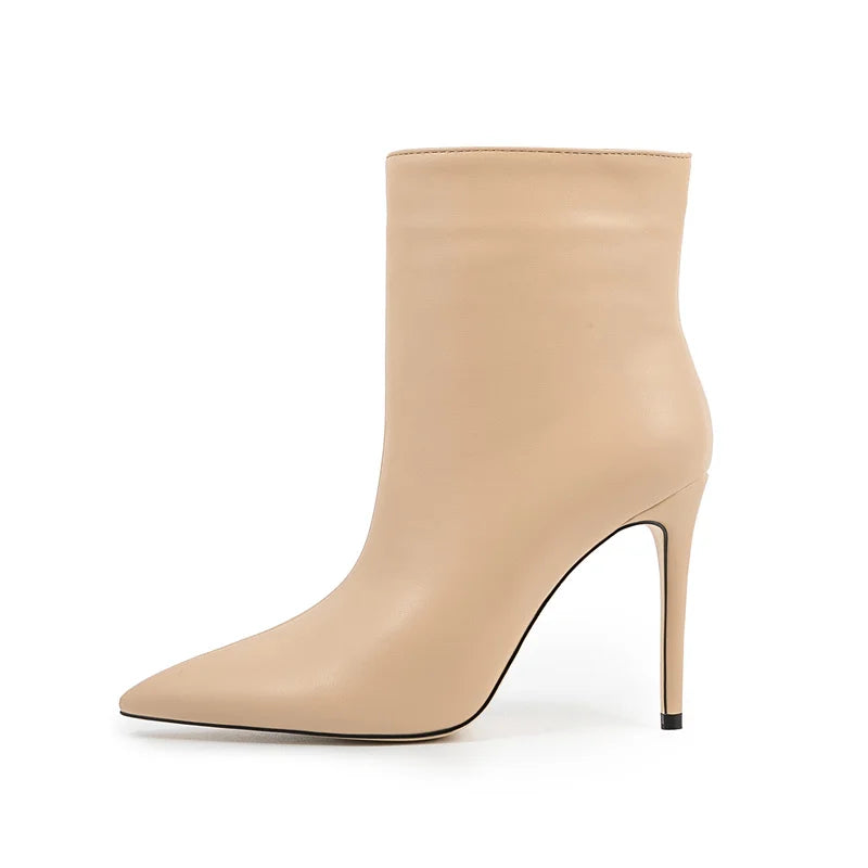 Pointed Toe Zipper Retro Stone Pattern Ankle Boots For Women
