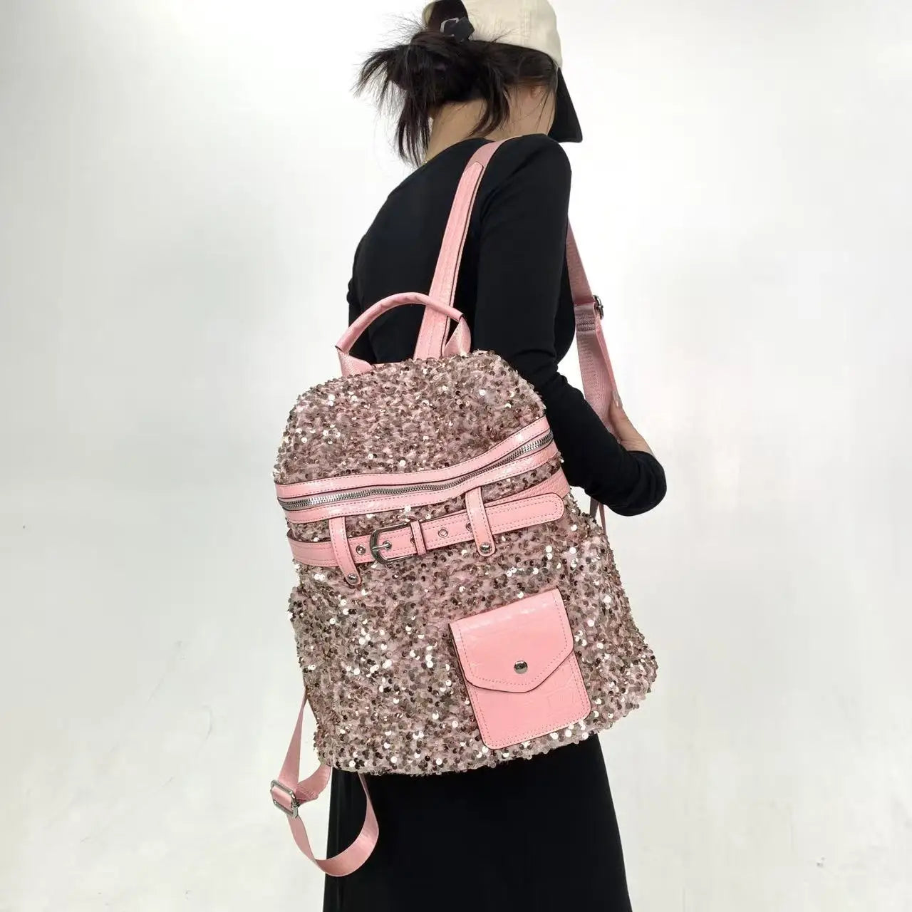 Women's Sequin Backpack Luxury Brand Shiny Sequin Women's Backpack Large Capacity Fashion Casual Travel Backpack High Quality
