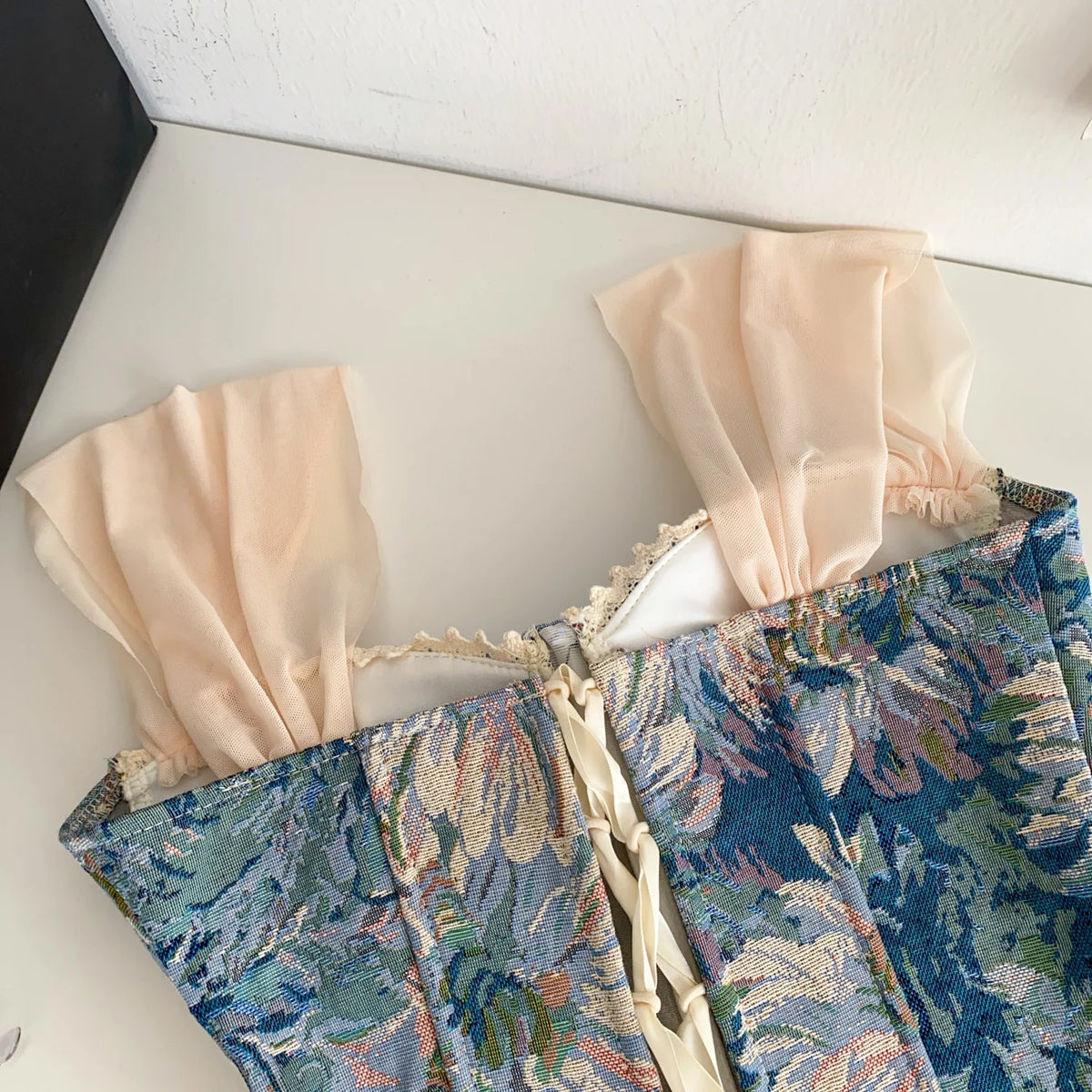 Vintage Floral Lace Spliced Camisole Tank Top for Women