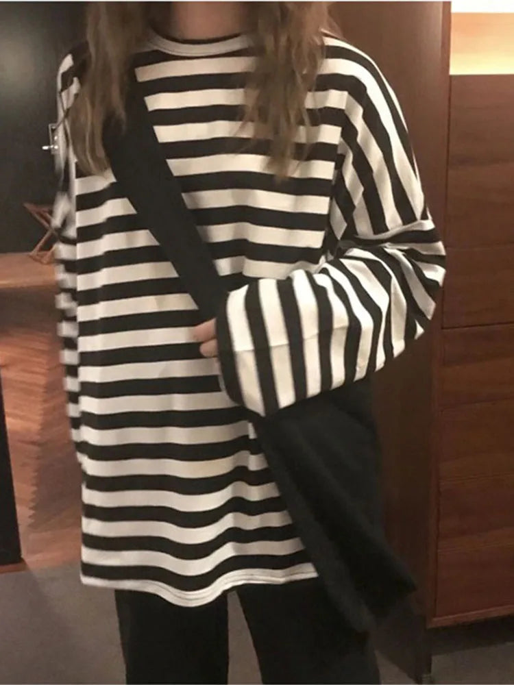 Striped Knit Long Sleeve Tee