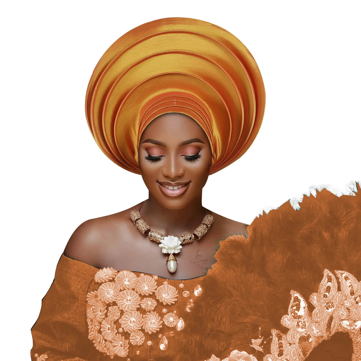 African Wedding Gele Turban Head Wrap Cap for Women