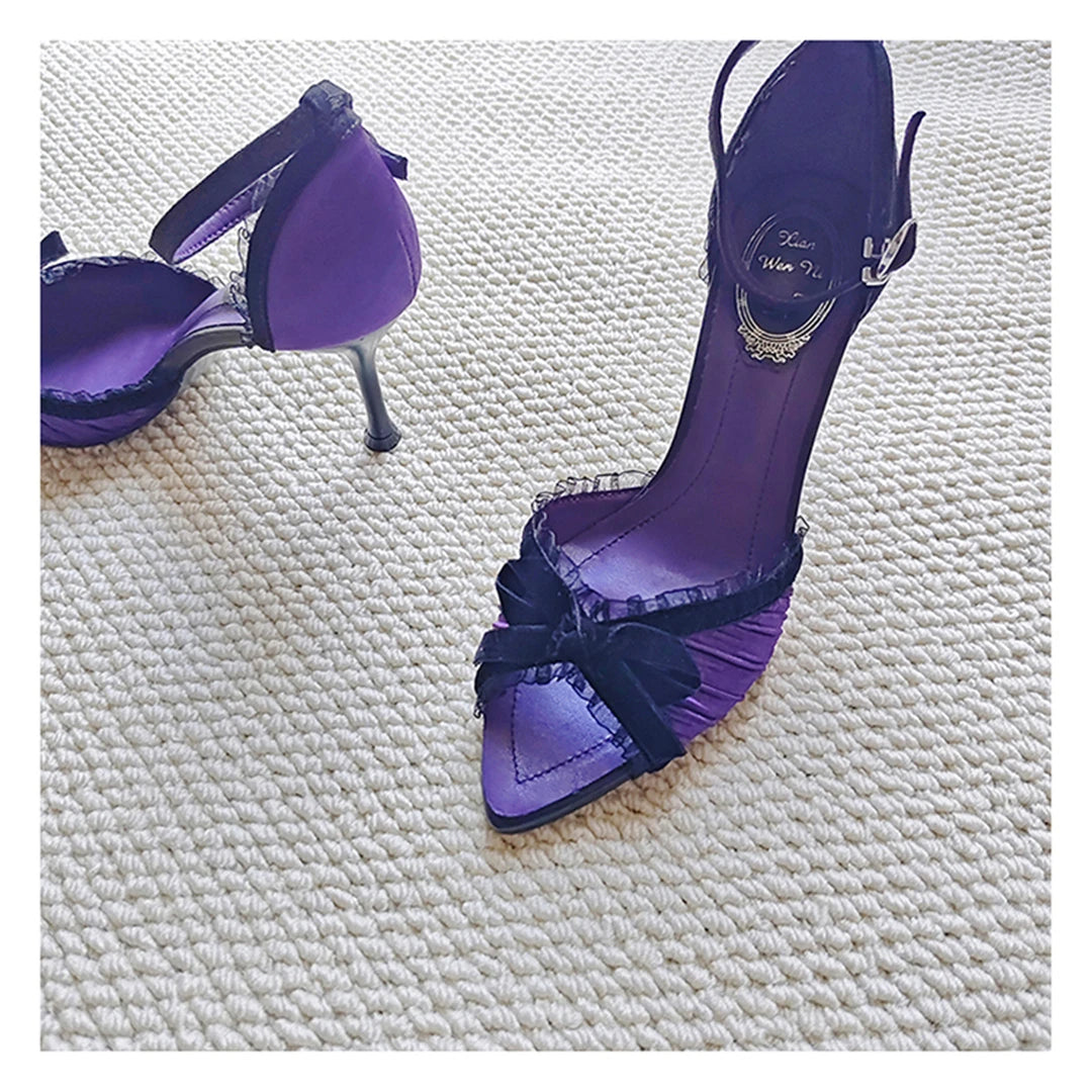 Pointed Open Toe Bow Detail High Heel Sandals for Women