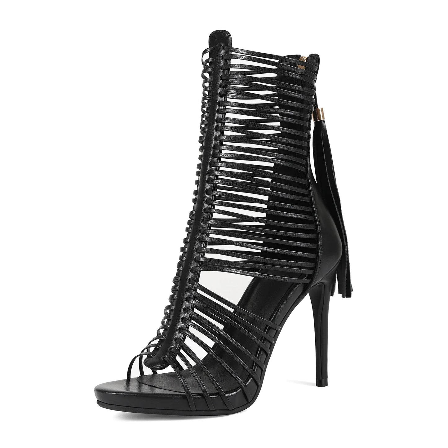 Gladiator Cutout Strappy Sandals with Tassel Zipper for Women