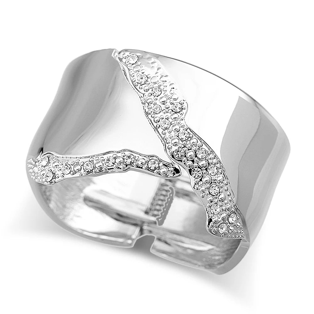 Minimalist Irregular Rhinestone Cuff Bracelet for Women
