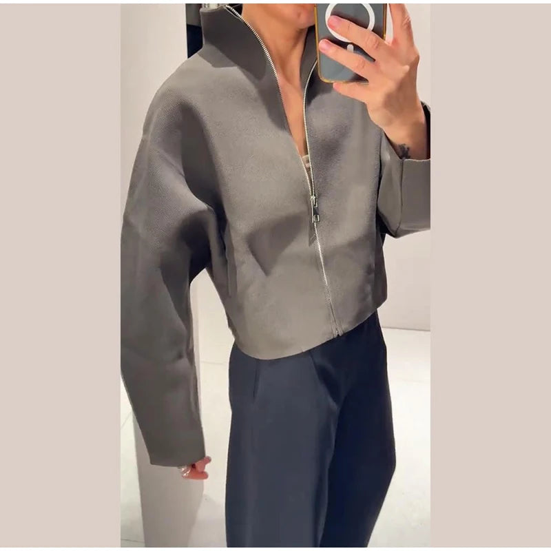 Women 's Jackets Vintage Lapel Zipper Big Pockets Zipper Full Sleeve Coats Lady 2026 Fashion New Woman Spring Jackets Outwears