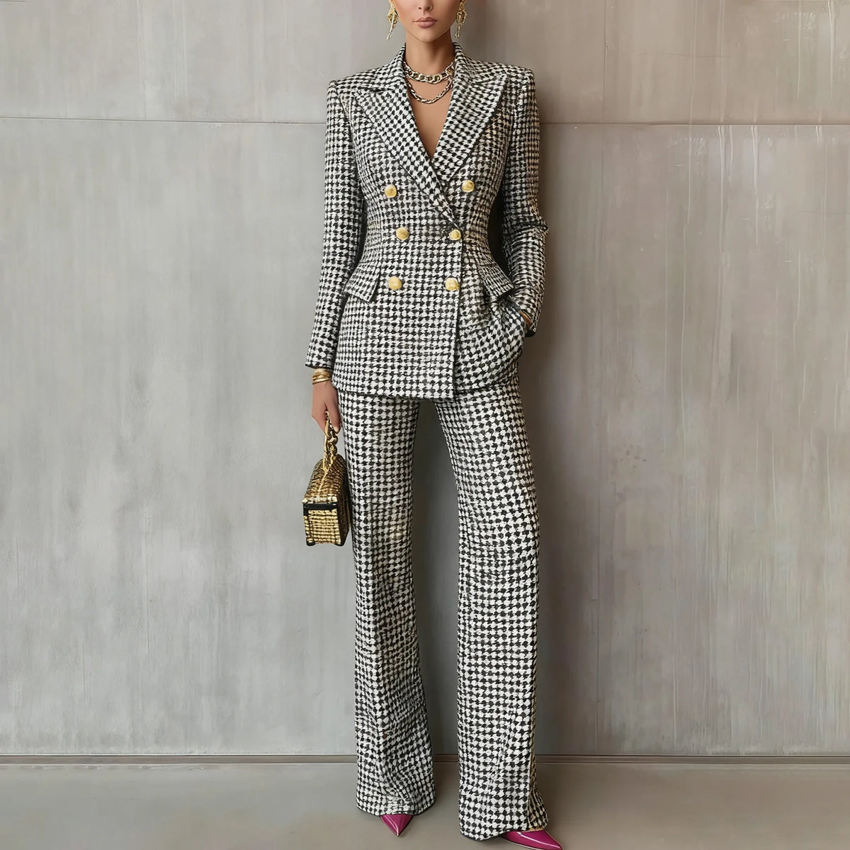 Slim Fit Long Sleeve Blazer and Pants Suit Set for Women