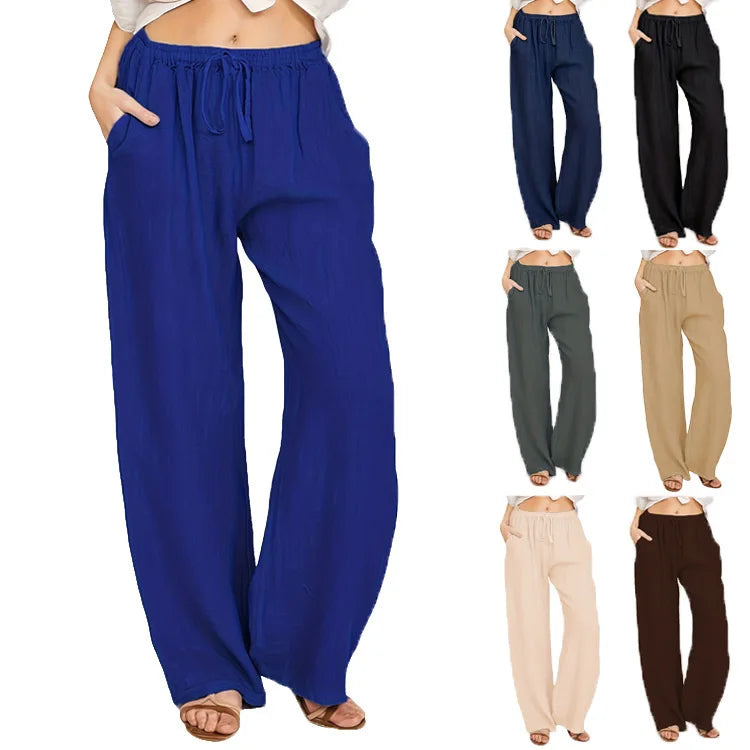 plus Size Women's Loose Cotton Linen Casual Pants 2026 New Style European And American Loose Fit Trousers for Women
