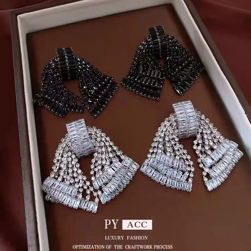 Elegant Sparkling 3D Bow Zircon Drop Earrings for Women