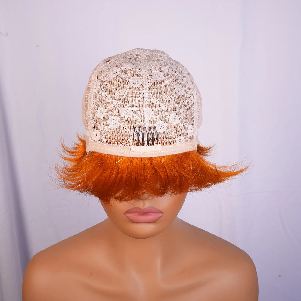 Realistic Short Straight Pixie Cut Human Hair Wig For Women