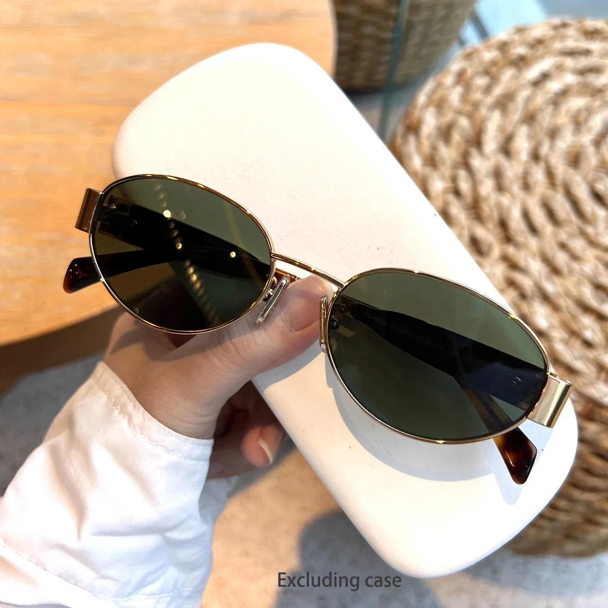 Trendy Classic Metal Frame Oval Sunglasses for Women