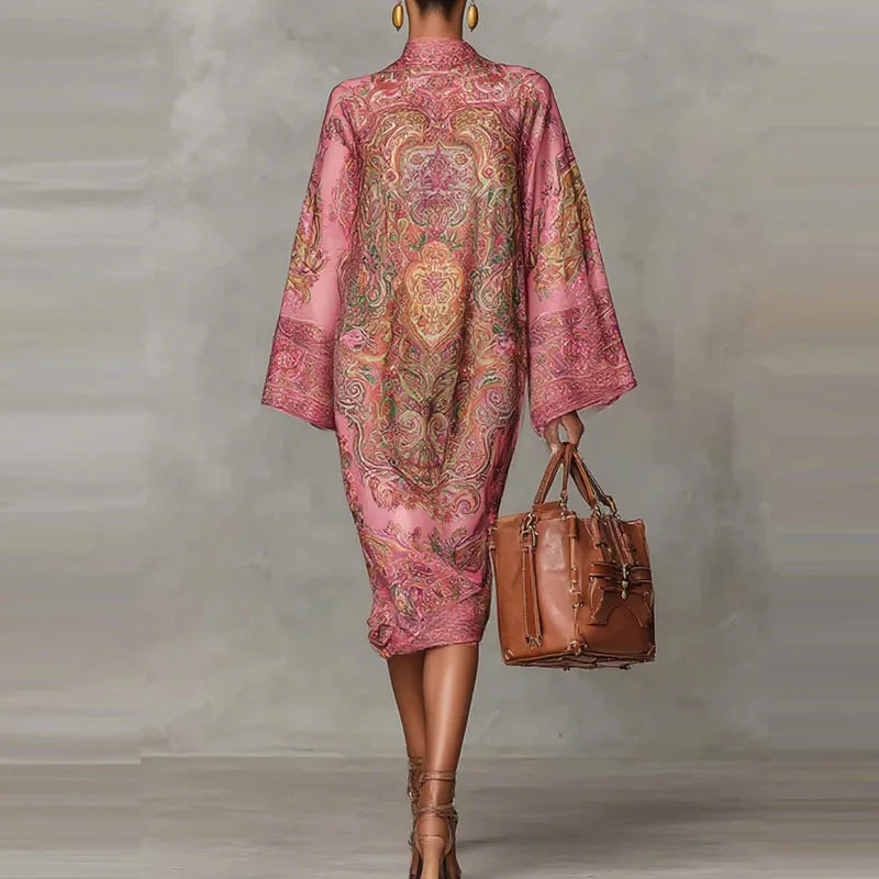 Horn Sleeve Midi Dress