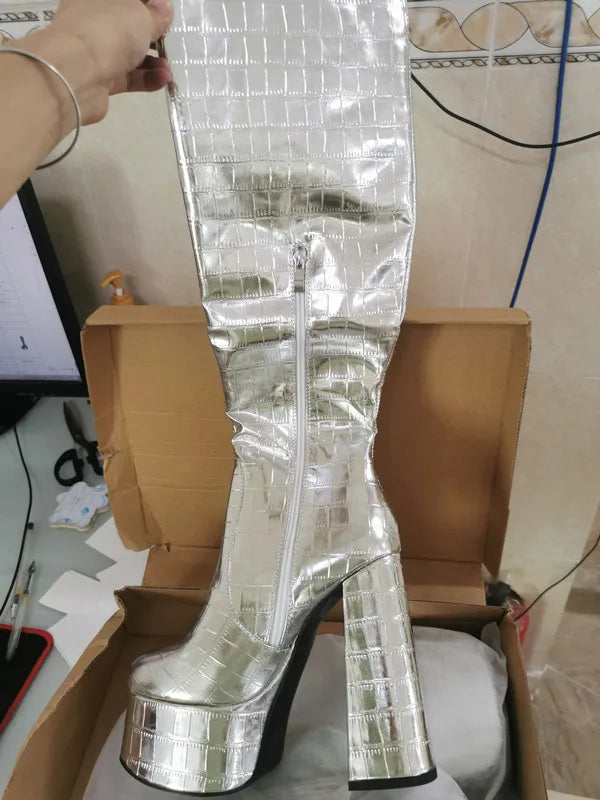 Over The Knee Pointed Toe High Heel Boots for Women