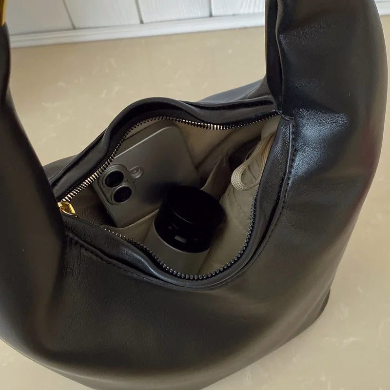 Soft Leather Top Handle Tote Bag