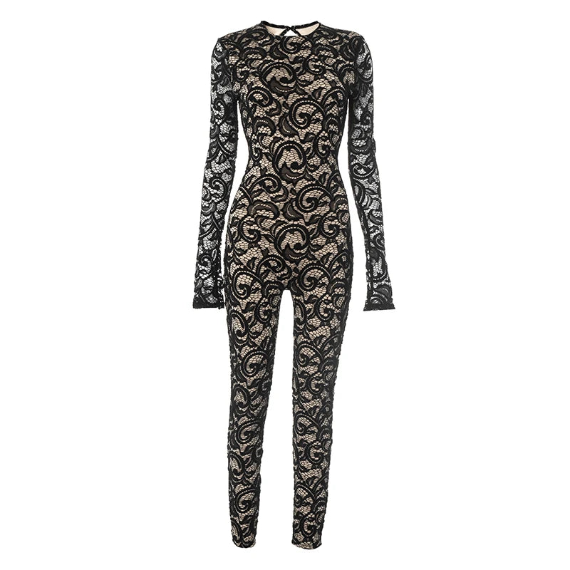 Backless Lace Patchwork Jumpsuit