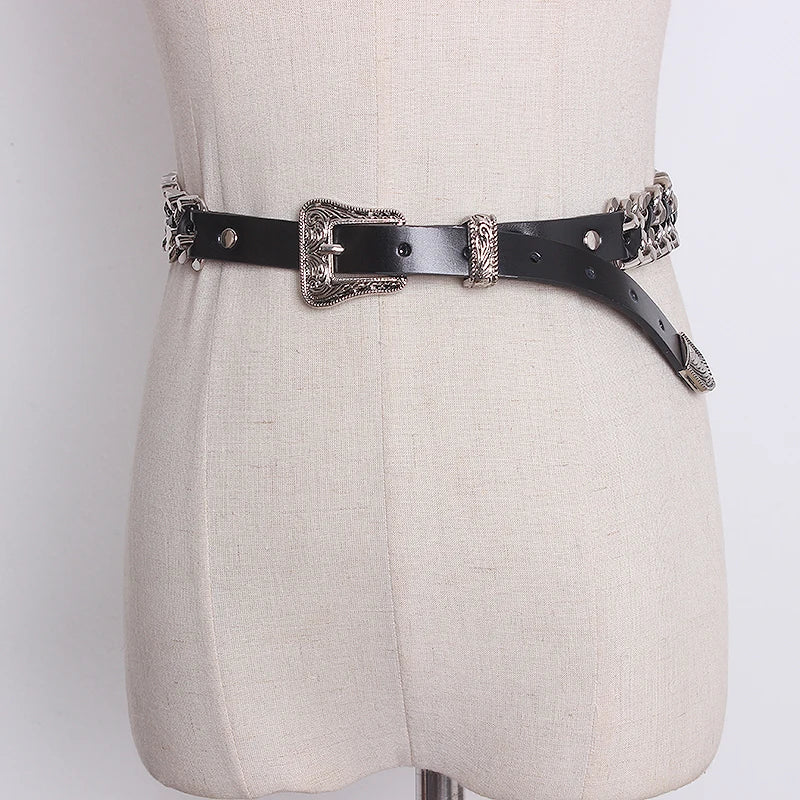 Trendy Gold Metal Decorative Waist Chain Belt for Women