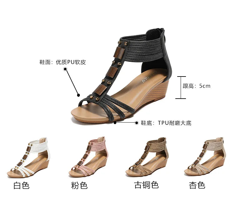 Comfortable Bohemian Beaded Strap Sandals For Women