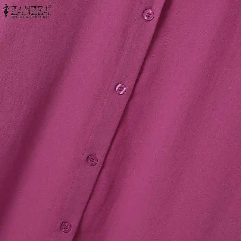 ZANZEA Woman Vintage Solid Matching Sets Spring Casual Street Suit Long Sleeve Lapel Shirt Loose Shorts Elegant Tracksuit