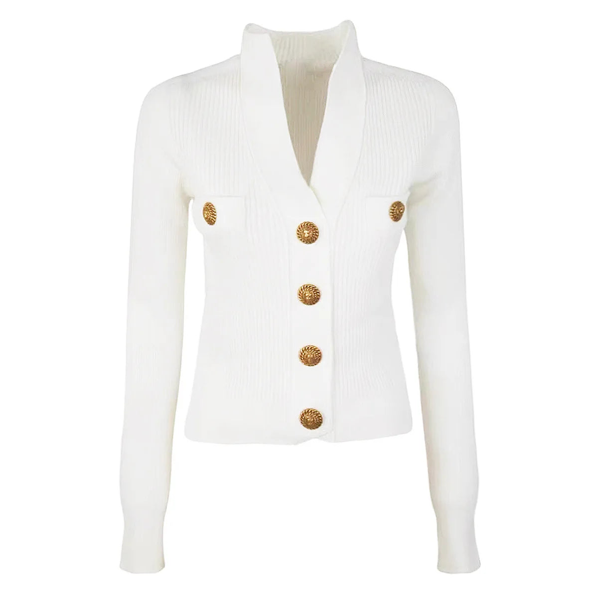 High-end Spring and Autumn New Fashion Women's Knitted Jacket Slim Elegant Commuter Knitted Top Cardigan Hidden Button Sweater