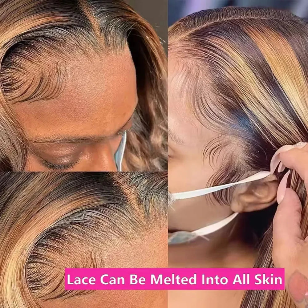 Ombre Straight Human Hair Lace Front Wig for Women