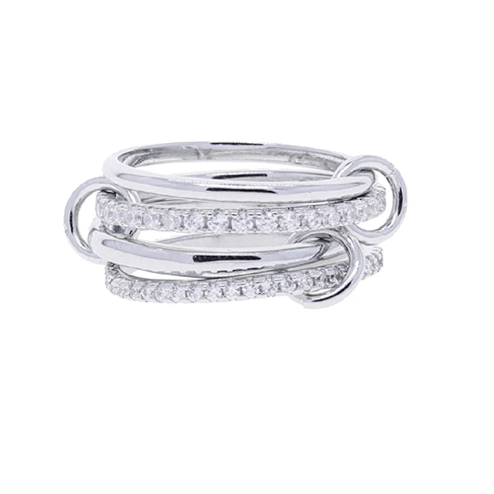 Gold Tone Pink Zircon Stacking Band Rings for Women