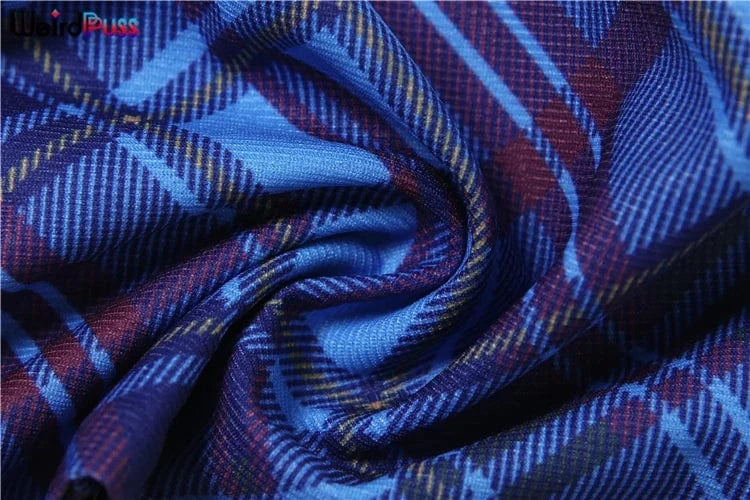 Weird Puss Bandage Button Tops Woman Summer Plaid Print Sexy Deep V-Neck Halter Skinny Wild Hipster Y2K Fashion Party Streetwear