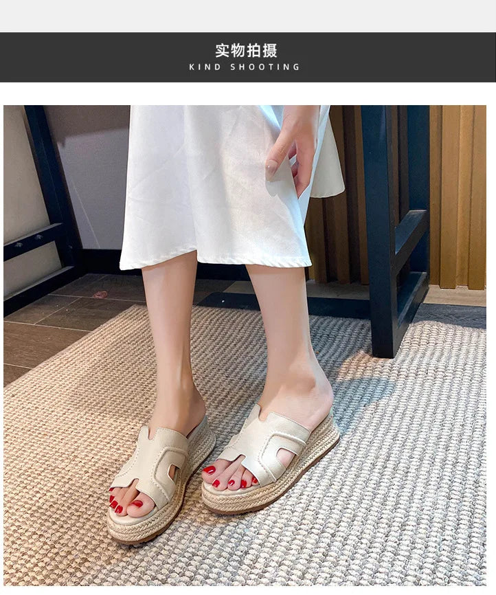 Vintage Retro Wide Strap Platform Casual Sandals For Women