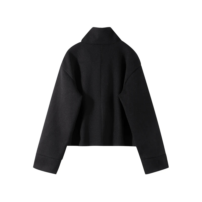 Casual Woolen Stand Collar Autumn Winter Coat for Women