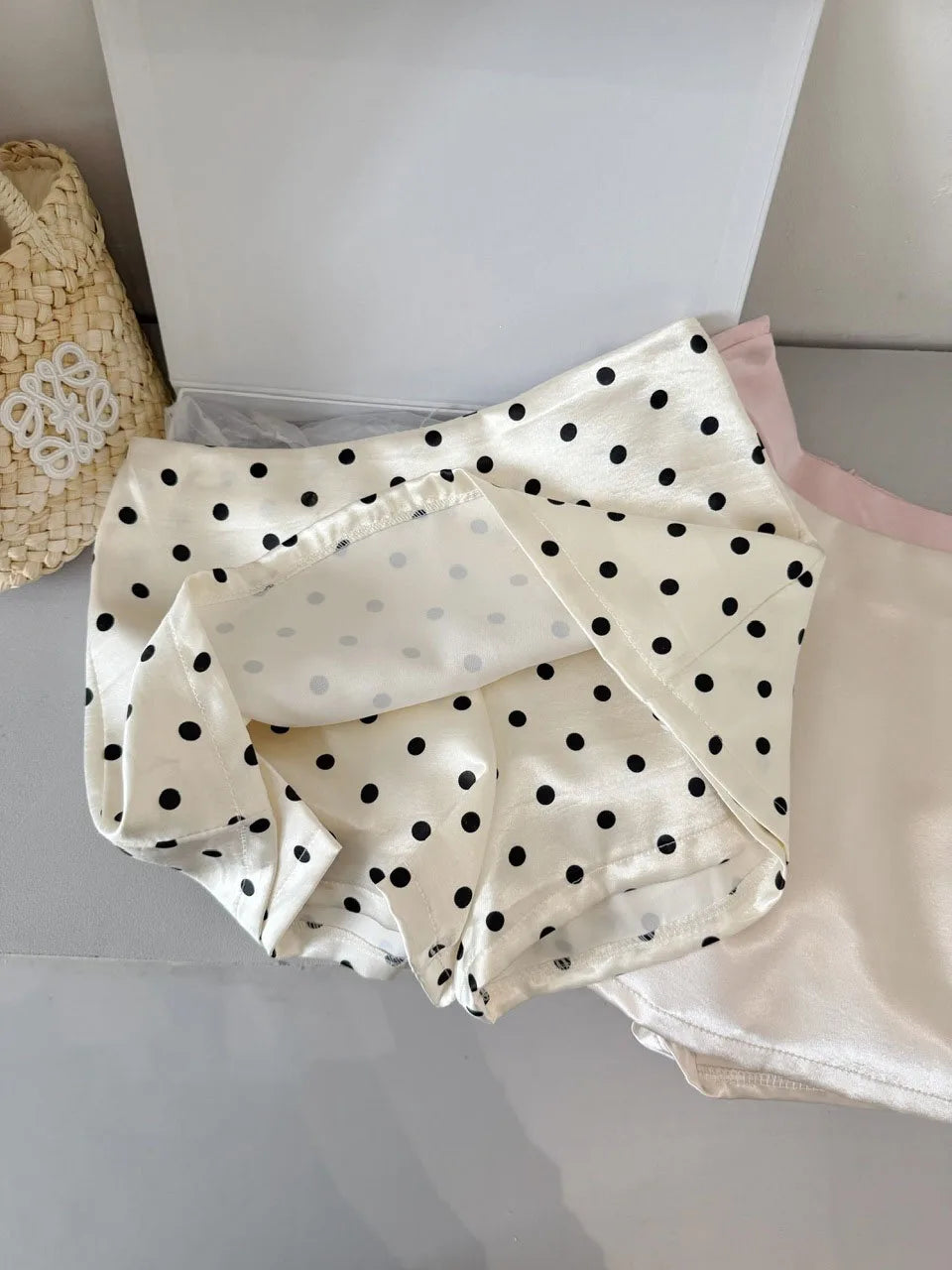 Vintage Polka Dot High Waisted Mini Skirt for Women
