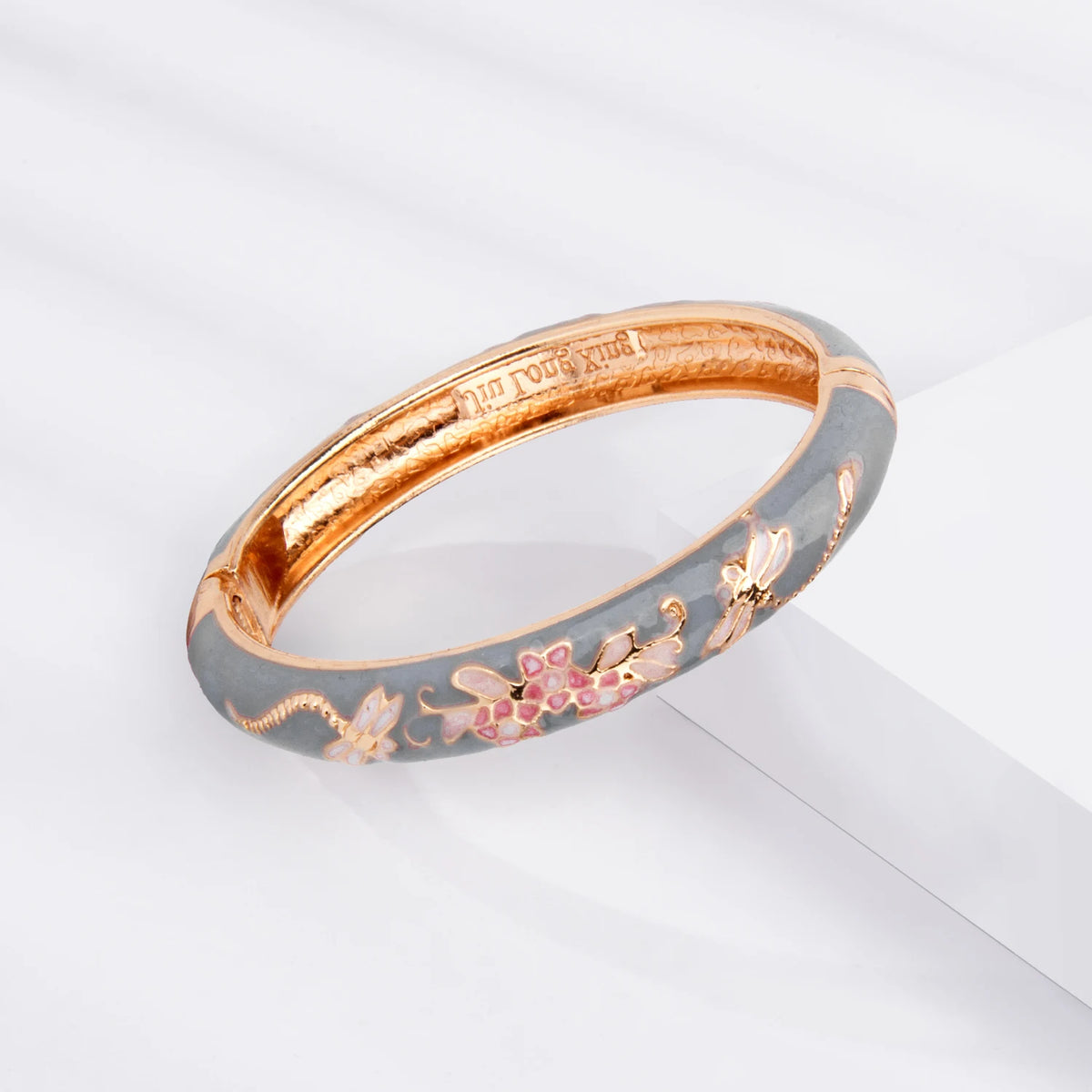 Floral Enamel Bangle Bracelet