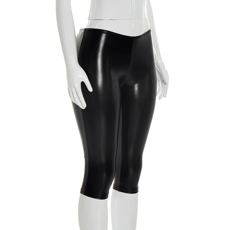 Low-Rise Leather Patchwork Bodycon Pants for Women
