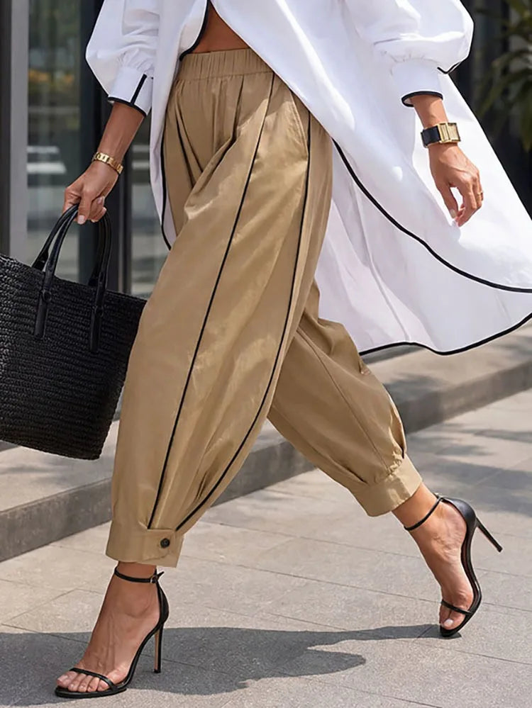 High Waist Tapered Harem Pants With Pockets for Women