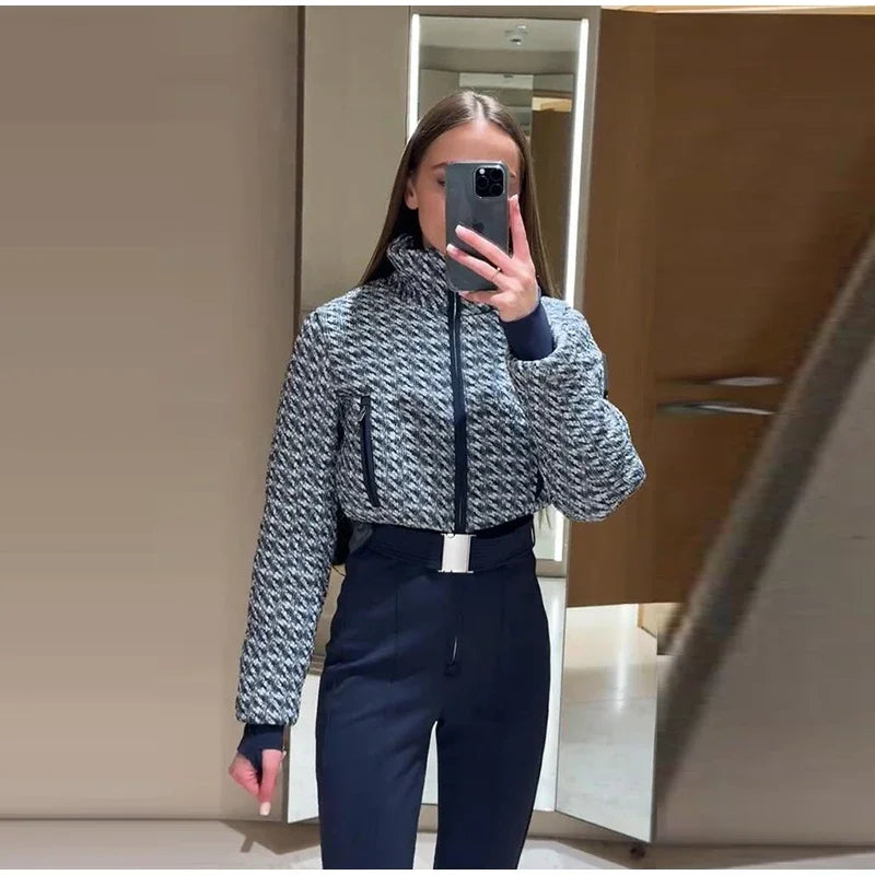 Fashion Print Thickened Cozy Winter Jumpsuit for Women