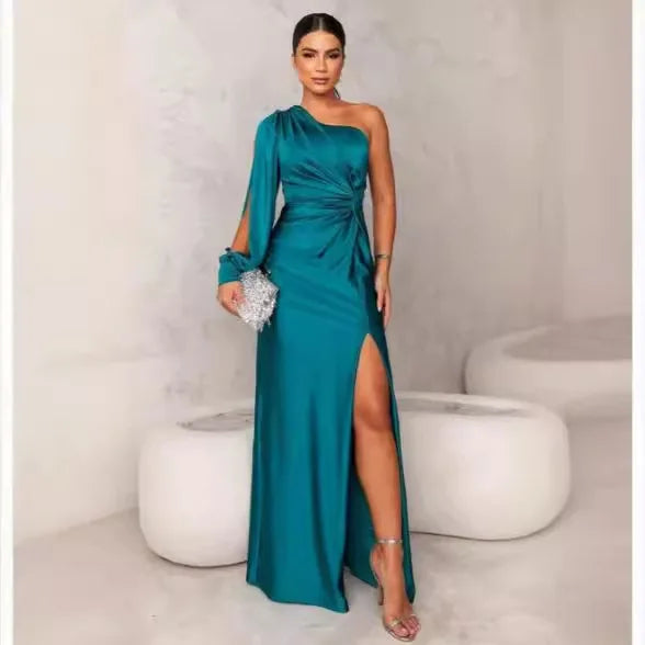 Elegant One Shoulder Backless Maxi Dress for Women