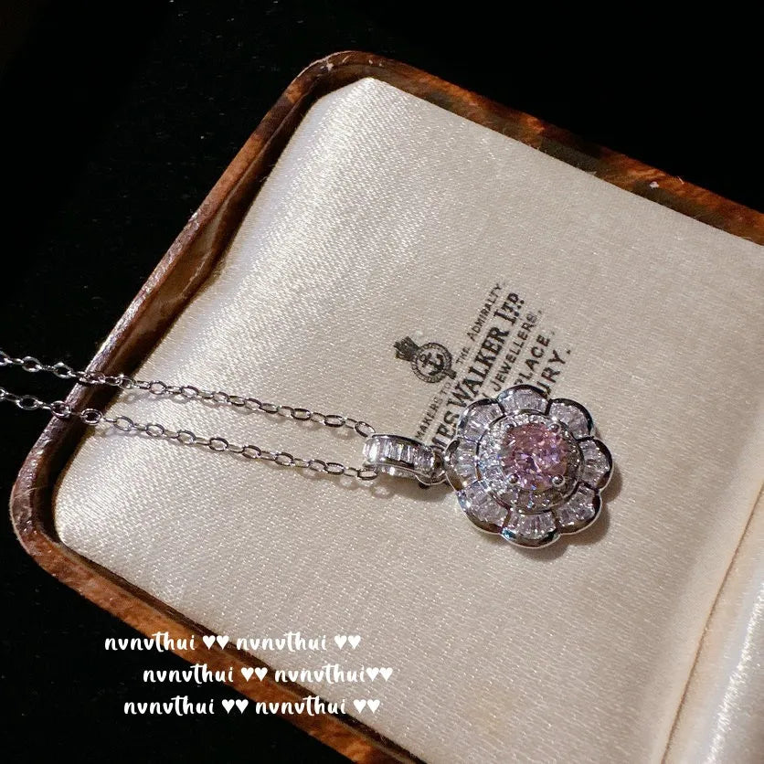 Sterling Silver Pink Cubic Zirconia Jewelry Set for Women