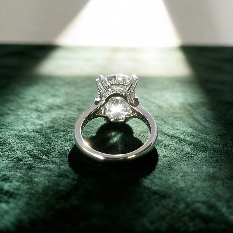 Old European Cut Moissanite Sterling Silver Ring for Women