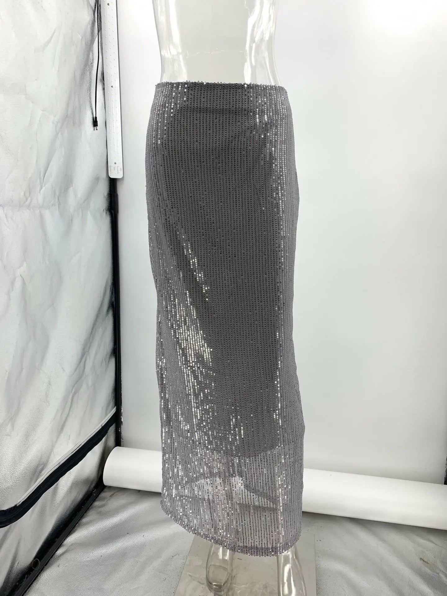 Spring Glitter Sequin Shiny Skirts For Women Club Party Elegant High Waist Slim A-Line Long Skirt Sexy Streetwear Ladies Skirts