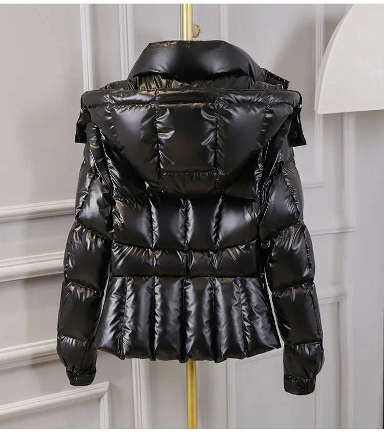 Glossy Hooded Down Jacket