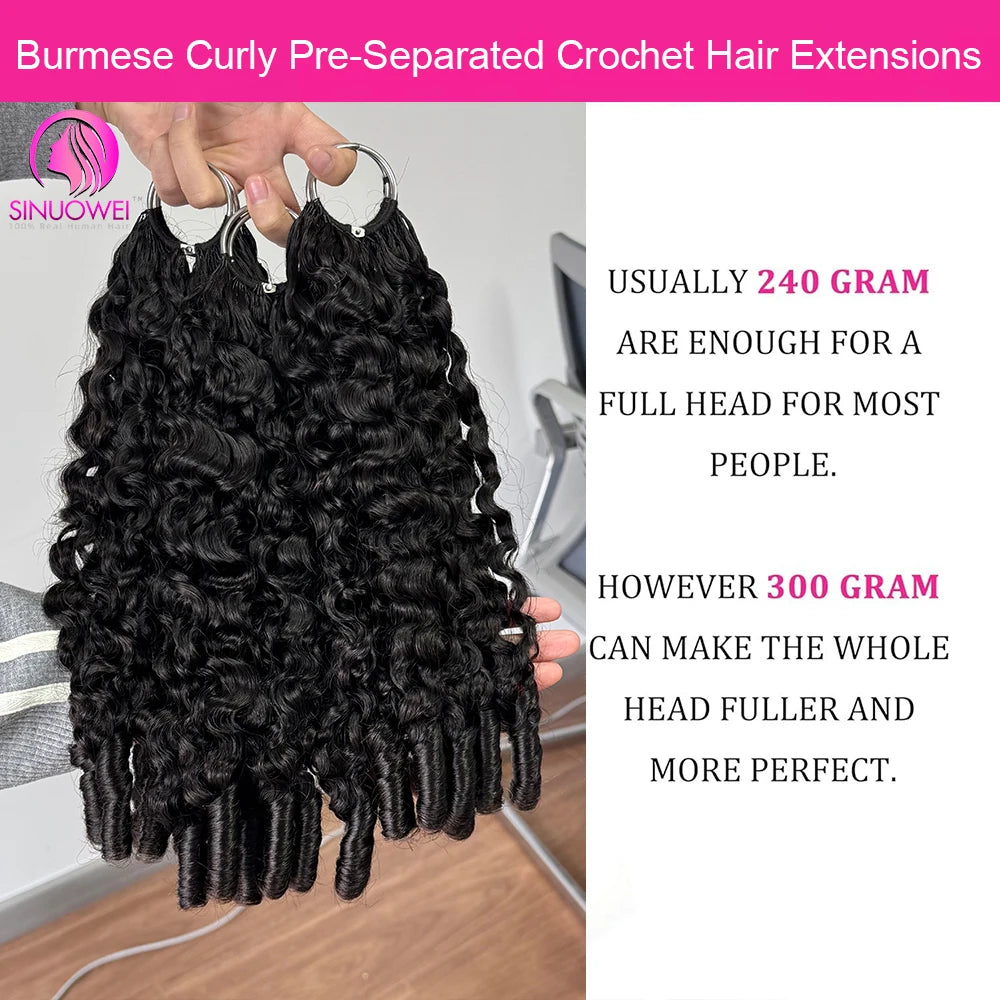 Pre-Separated Human Hair Crochet Extensions for Women