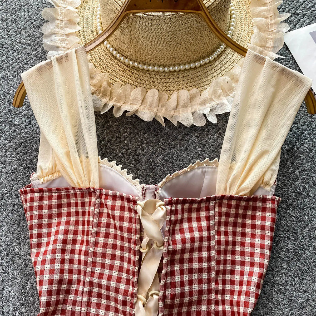 Vintage Floral Lace Spliced Camisole Tank Top for Women