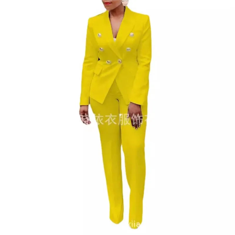 Double Breasted Blazer And Pants Suit Set for Women