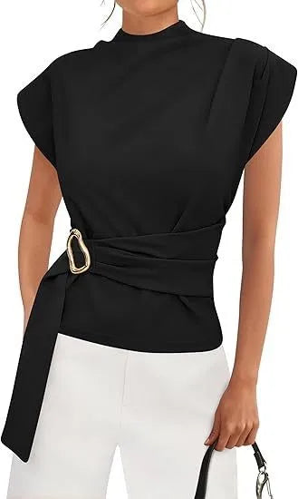 Spring Women's Clothing Solid Color Metal Button Strap Top For Woman Polyester Sleeveless Fitted Casual Y2K Style Streetwear