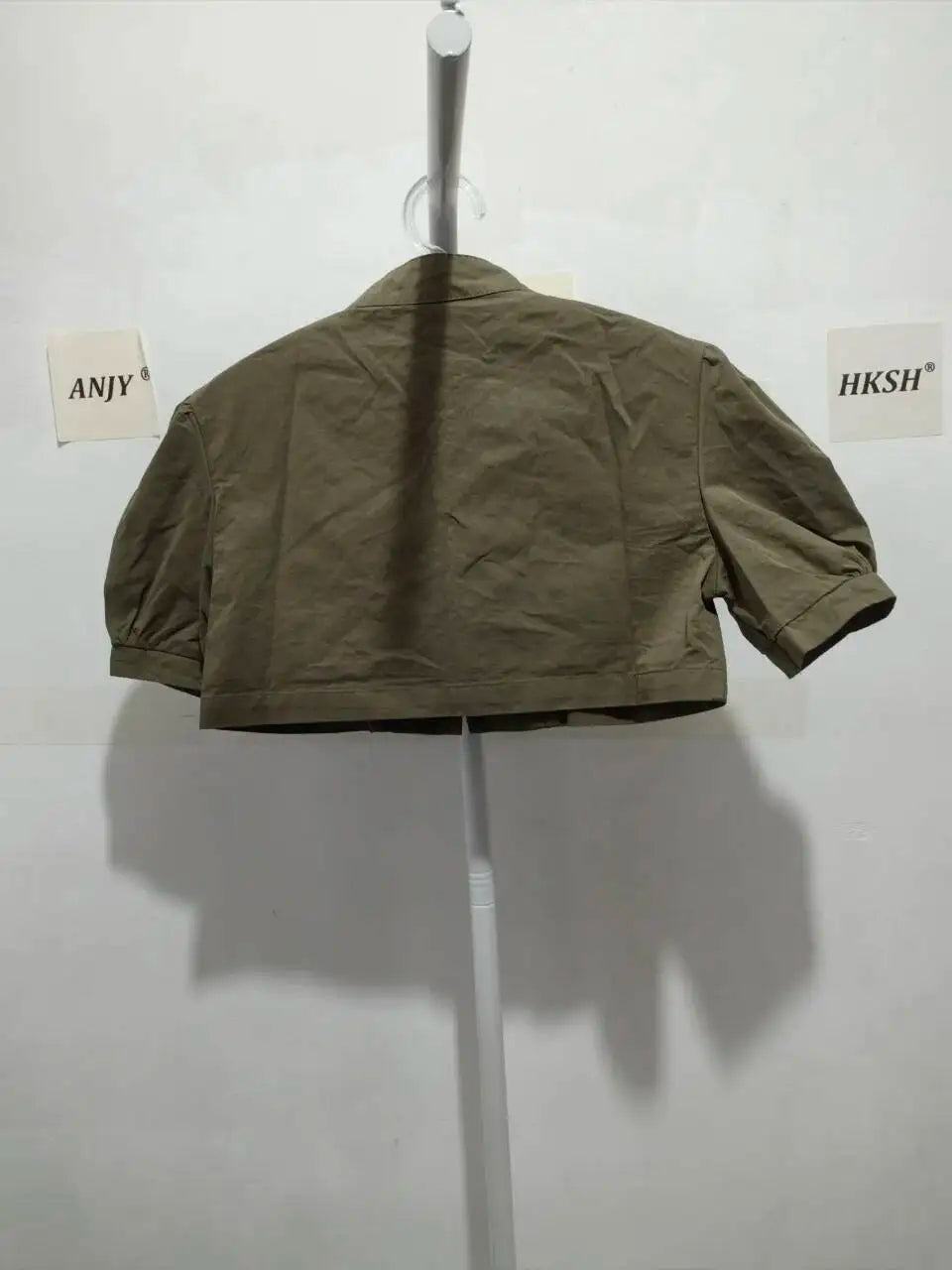 ANJY Summer New Women American Style Vintage Fashion Slim Fit Denim Short Jacket Stand Collar Puff Sleeve Washed Ins Coat A24293