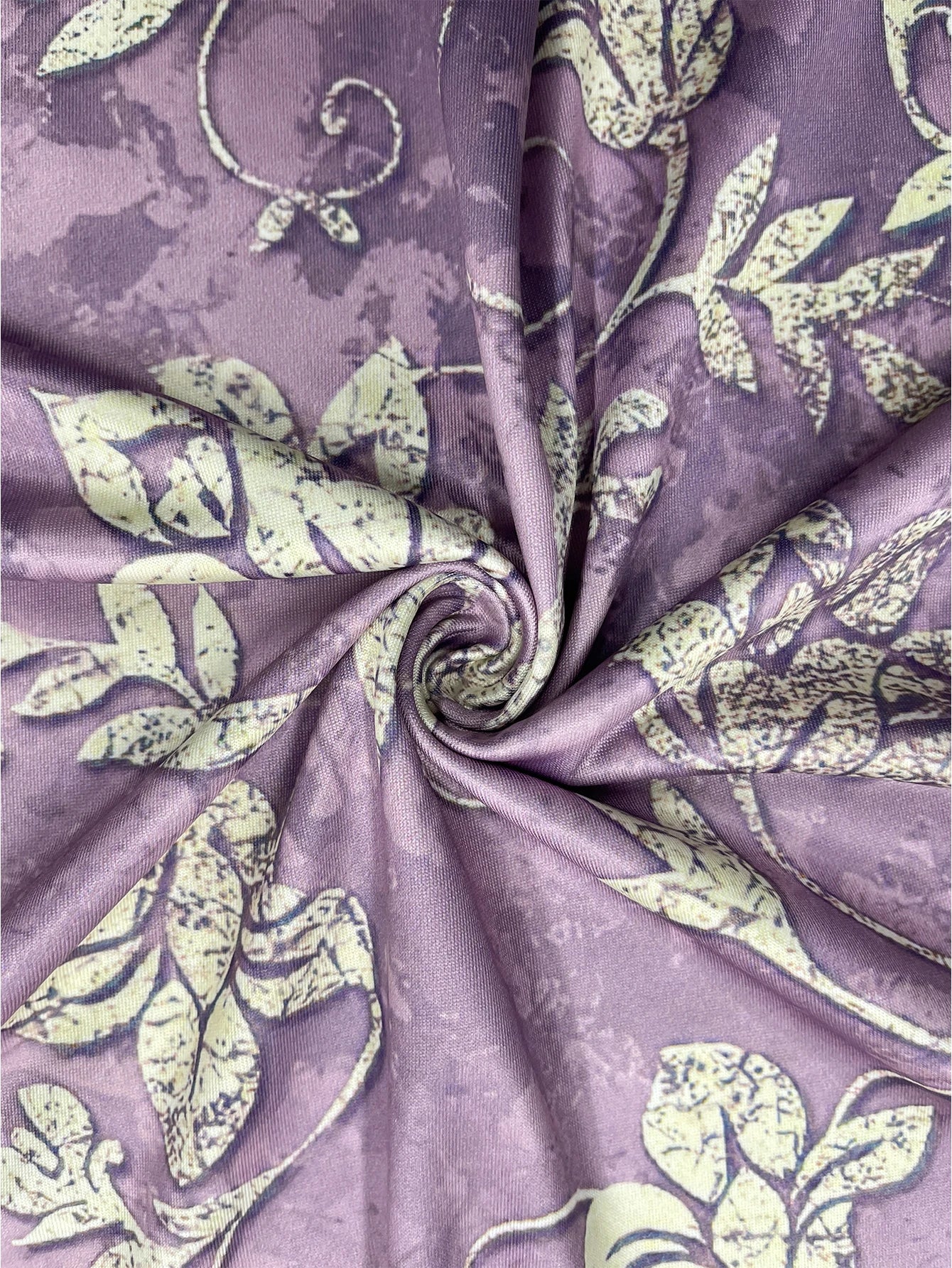 Women's Long - Sleeve Round - Neck T - Shirt, Light Purple with Vintage Floral Print, Casual Retro & Daily Wear