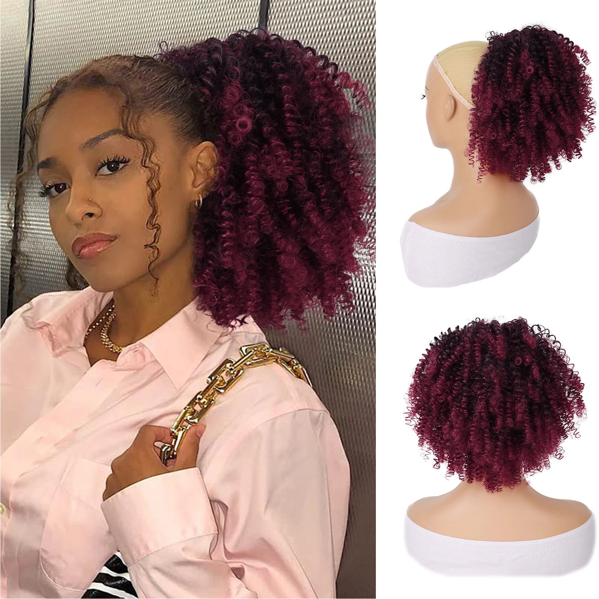 Premium Clip In Curly Afro Puff Hairpiece for Women